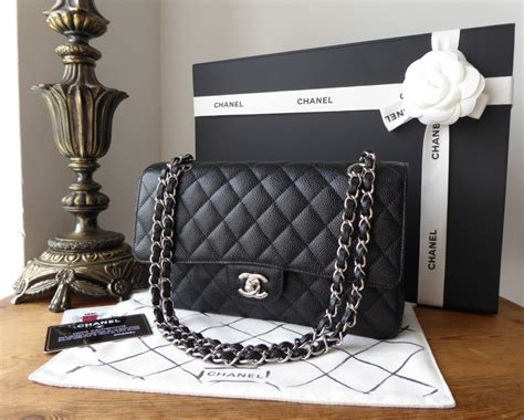 chanel medium classic flap black caviar silver hardware|Chanel Medium Classic Flap Black Caviar Silver Hardware  .